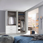 Rauch Montclar White High Gloss 4 Door Wardrobe with Drawers - Pendle Village Furniture